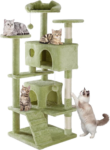 54-inch Cat Tree Tower with Scratching Posts, Indoor Use
