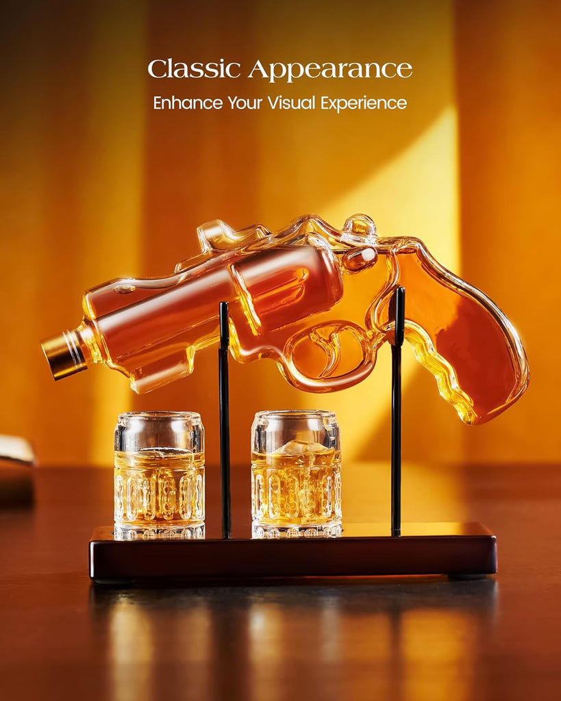 Birthday Gifts for Men Dad, Gun Whiskey Decanter Set with Shot Glass, Cool Anniversary Ideas for Him Husband Brother