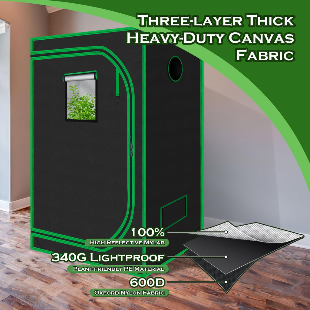 3x3 Grow Tent 32"x32"x63", High Reflective Mylar Growing Tent