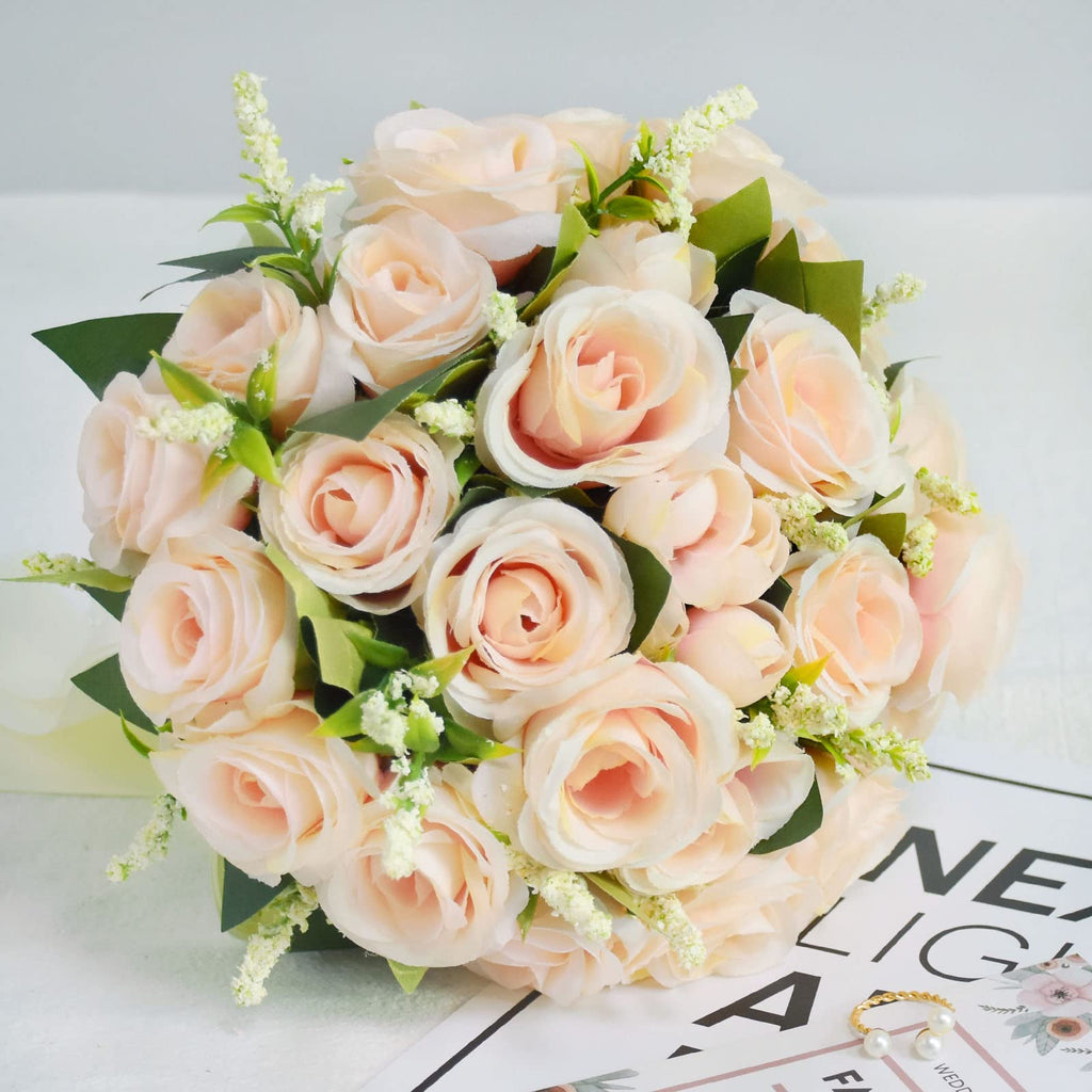 8.3 inch Wedding Bouquets for Bride Bridesmaid Bridal Bouquet Artificial Rose Tossing Bouquet for Wedding Ceremony