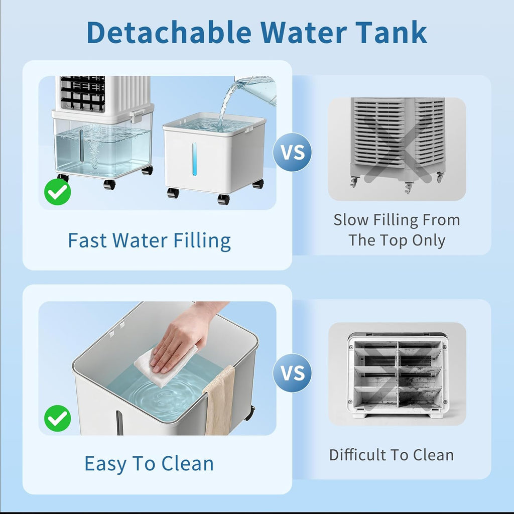 Portable Air Conditioners, Swamp Cooler Portable AC Unit with Removable 2.6 Gal Water Tank