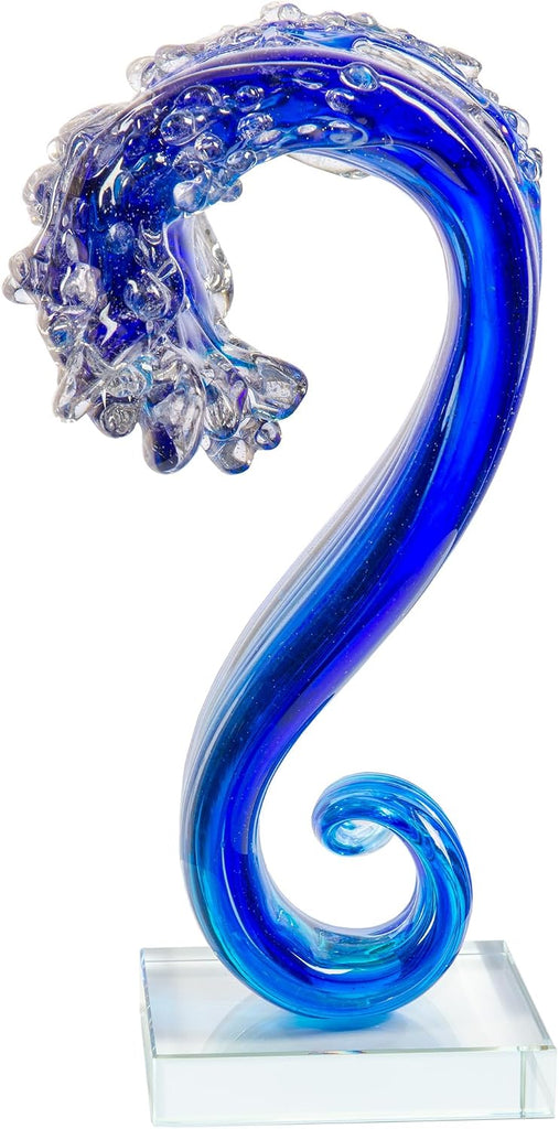 AS15206 Pacific Wave Art Glass Sculpture, Blue