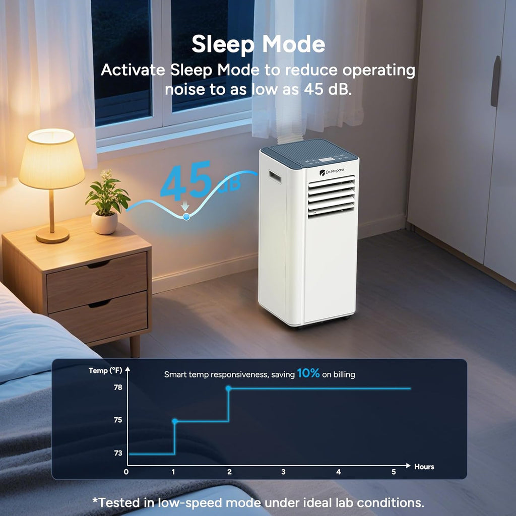 8,000 BTU Portable Air Conditioner, 4-in-1 Portable AC with Remote Control, Fast Cooling, 24H Timers, Window kit