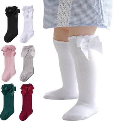 Baby Knee High Socks With Bow Toddler Long Socks Girls Stockings 0