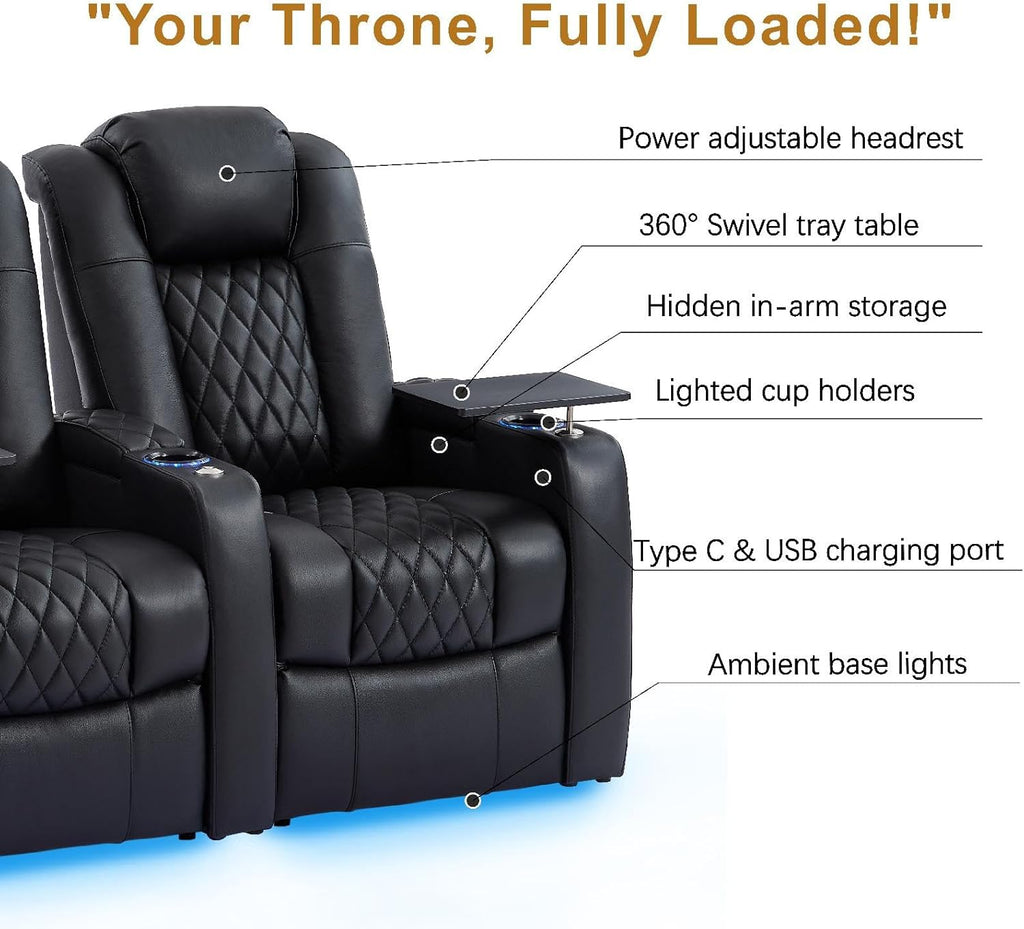 Top Grain Leather Home Theater Seating Seats