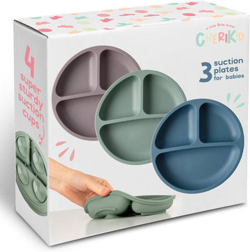 Toddler Plates with Suction, Silicone Suction Plates for Baby
