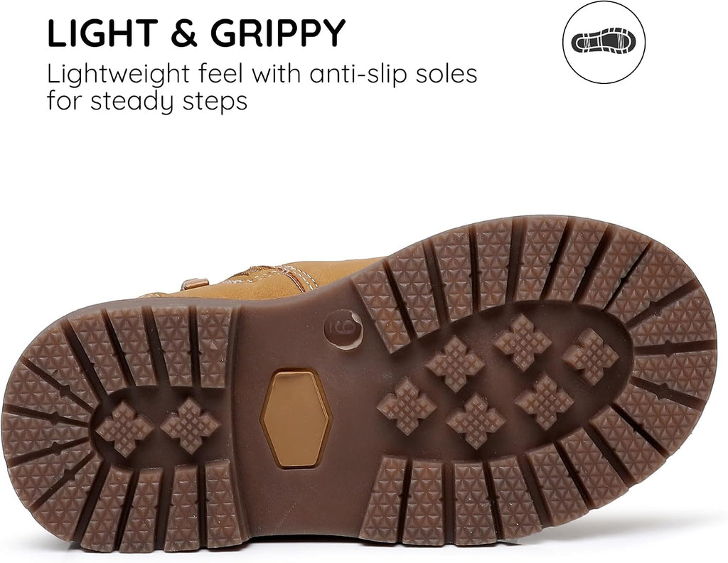 Toddler Boys Boots Brown Work Fall Boots with Side Zipper
