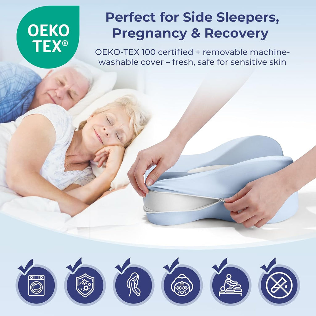 13" Extended-Length Knee Pillow for Side Sleepers with Full Thigh Support | Memory Foam Leg Pillow for Side Sleeping