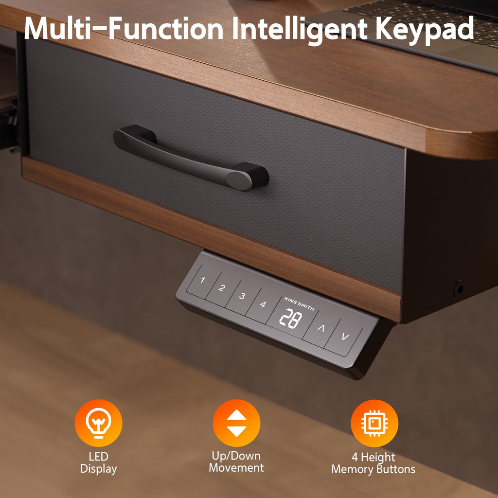55 Inches Electric Standing Desk with Keyboard Tray, Height Adjustable Sit to Stand Table with 2 Drawers, Ergonomic