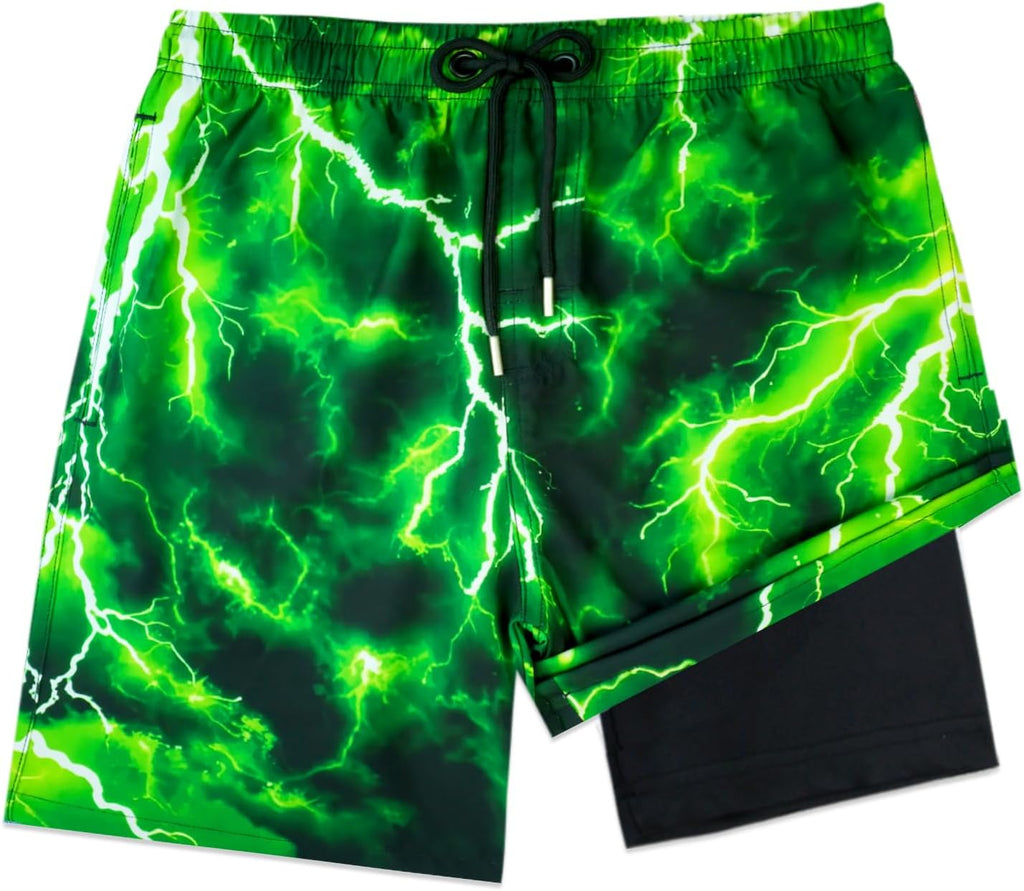 Boys Swim Bathing Trunks with Soft Compression Liner No-Chafing Quick Dry Light UPF 50+ Quality Swimsuit
