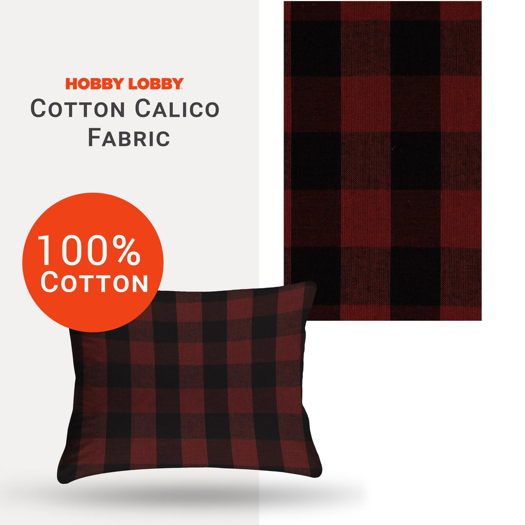 Red & Black Homespun Buffalo Check Cotton Fabric, 2 Yards