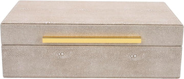 Ivory Shagreen box Faux Leather Decorative Boxes,Small Keepsake And Memory Storage Decorative Boxes with Lids Decor