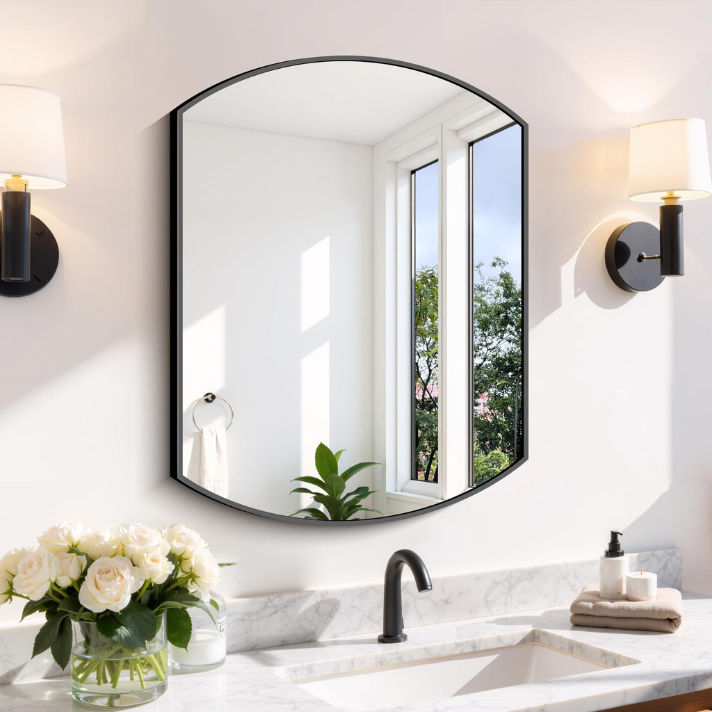 Bathroom, 18x24 Inch Black Oval Wall Mounted with Thin Metal Frame, Modern Bathroom Vanity Mirrors for Over Sink