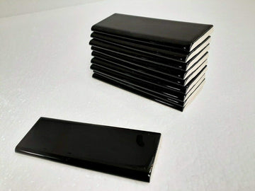 Black 2x6 in Ceramic Tile Bullnose Trim Edge 2 x 6 inch Box 10 Piece