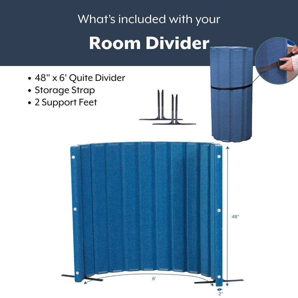 Room Divider, Acoustic Room Divider Panel, Blue, 48" X 6'