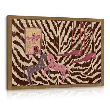 Pink Cowboy Boots Horse Western Wall Art, Wood Framed 16x24 Inch