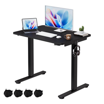 Small Electric Standing Desk, 36 x 24 Inches Whole Piece Height Adjustable Desk, Black Sit to Stand Desks Computer