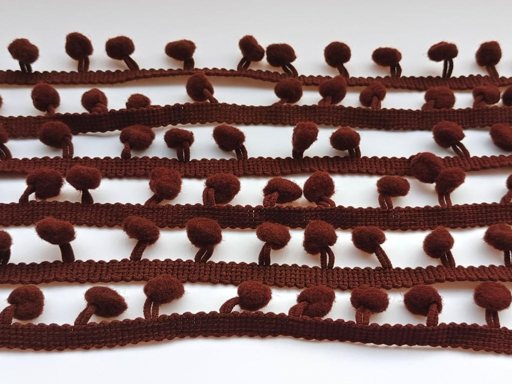 Pom Pom Trim 8 Yards 8mm Ball Fringe Trim for Sewing Accessory Decoration DIY Crafts (Dark Brown, 8mm 180822)