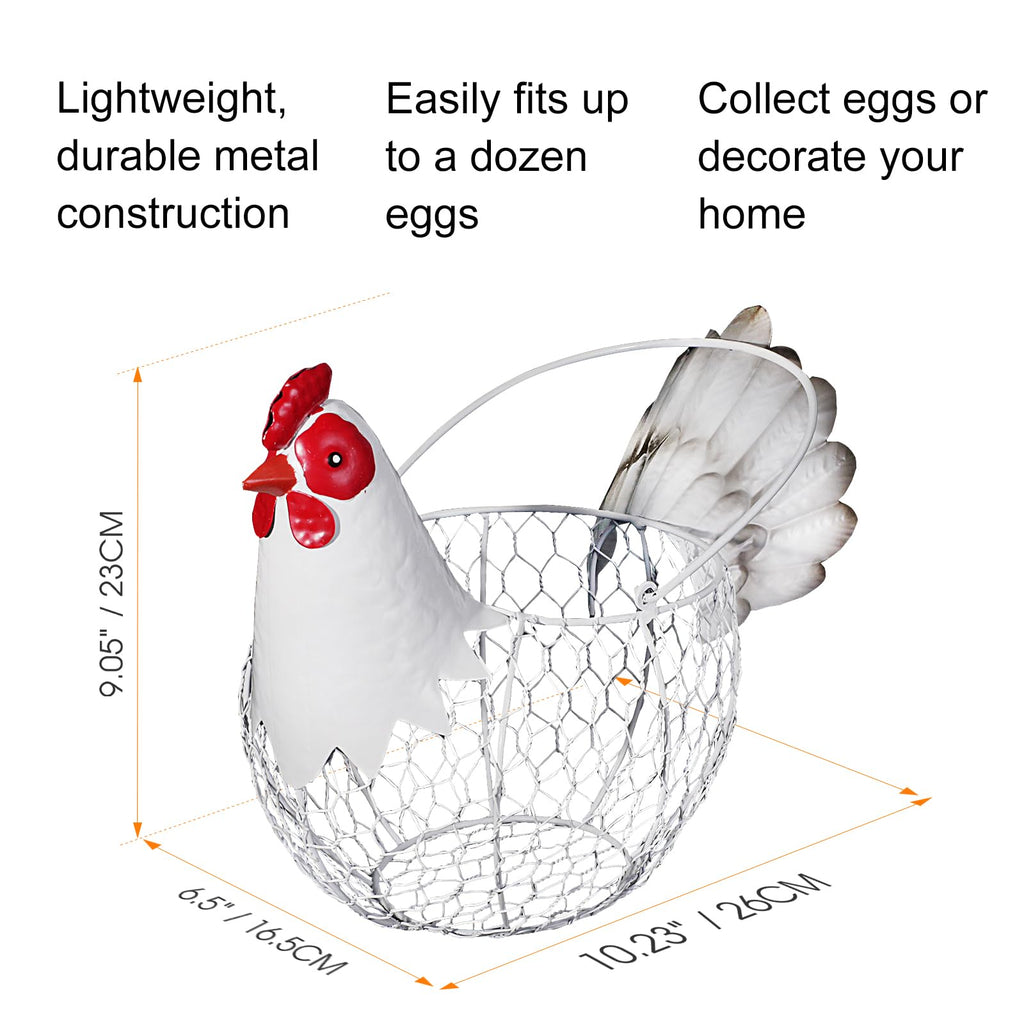 Farmhouse Metal Chicken Wire Egg Basket, Eggs Holder Bowl Kitchen Countertop