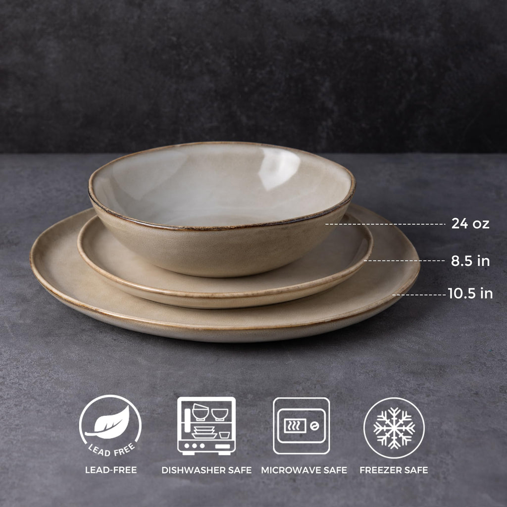 Ceramic Dinnerware Sets for 4, 12Pcs Plates and Bowls Sets Dishes