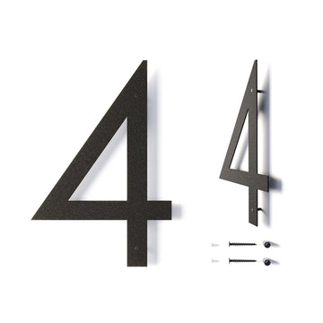 12 Inch Modern Floating House Numbers for Outside | Large Metal House Numbers for Outdoors | Black Coated Rust-Proof