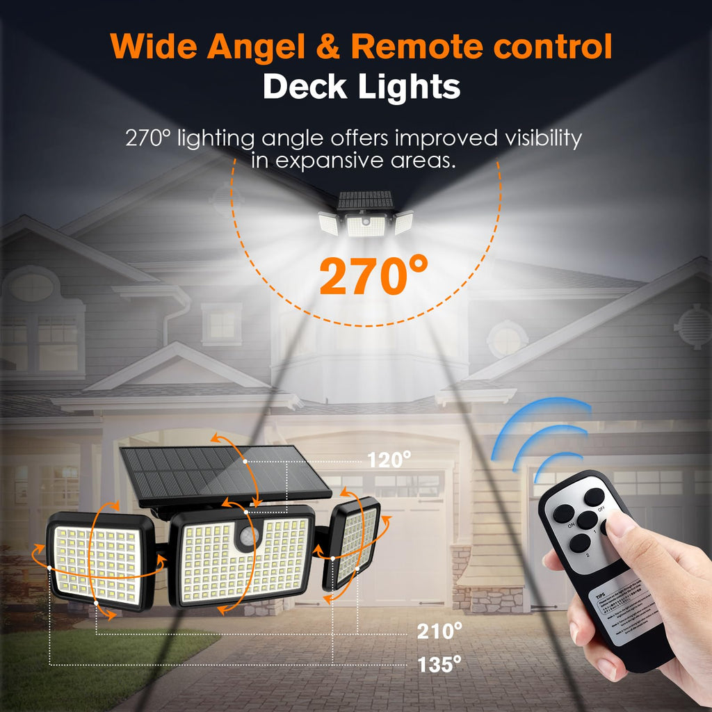 Solar Lights Outdoor, Quick Charge Solar Motion Deck Lights Outdoor for Deck with High Brightness, Larger Built