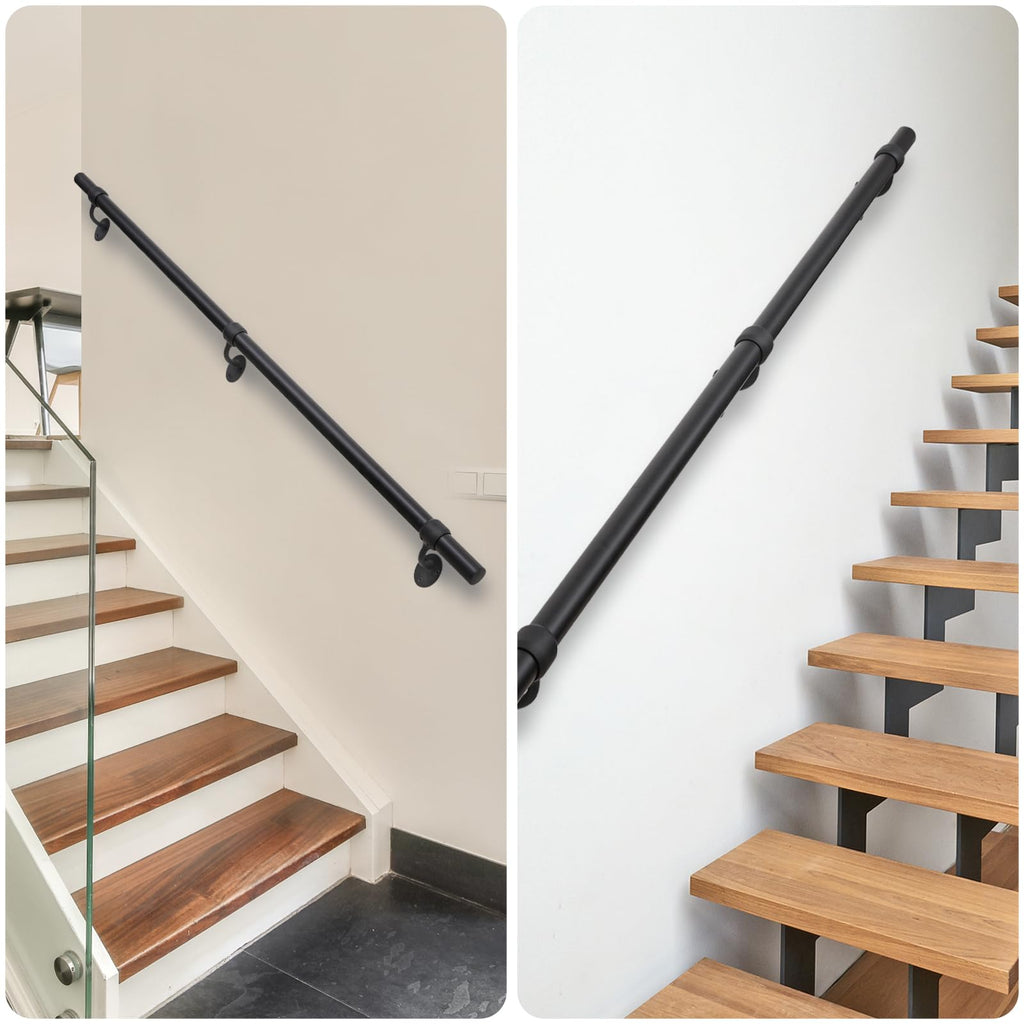 Stair Railing Indoor Metal Hand Rails for Indoor Stairs 1.5" Pipe Aluminum Wall Mounted Outdoor Handrail for Steps
