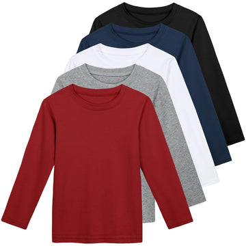 5 Pack Boy and Toddlers Long Sleeve Tees Kids T-Shirts Cotton Top