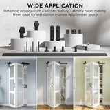 60" x 84" Bifold Sliding Barn Door with Hardware Kit Included, Pre-Assembled Glass Barn Doors with W