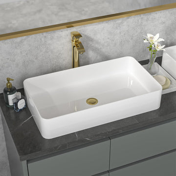 24 Vessel Sink Rectangle - 24 x 14 Inch Bathroom Sink Modern Large Rectangular Above Counter White Porcelain