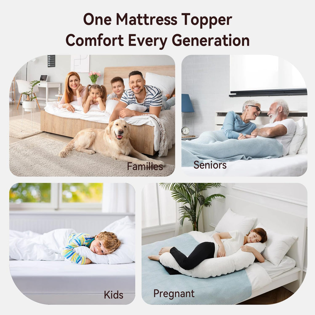 Full Mattress Topper, Thick Pillow Top Mattress Pad, Plush Comfort | Full Size Bed Topper with Deep Pocket