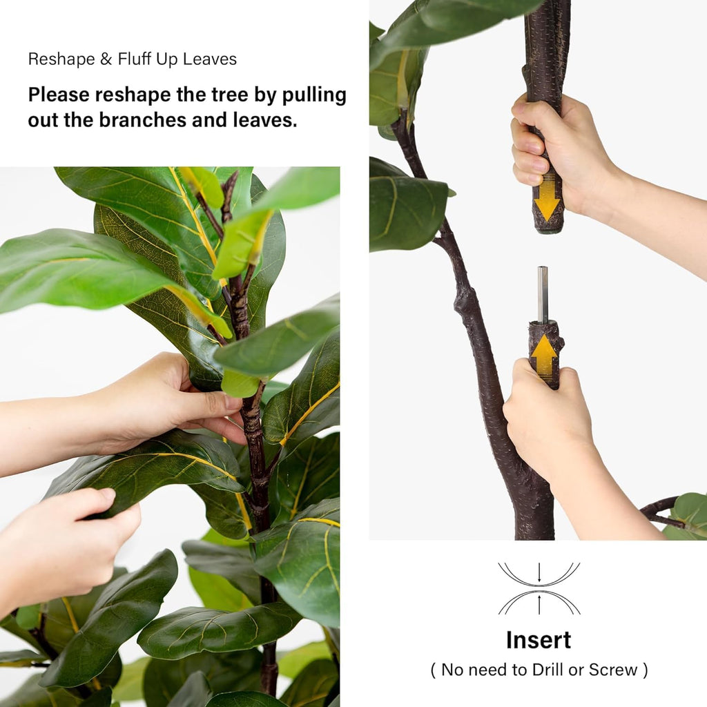 Fiddle Leaf Fig Tree, 6FT Faux Ficus Lyrata Tree