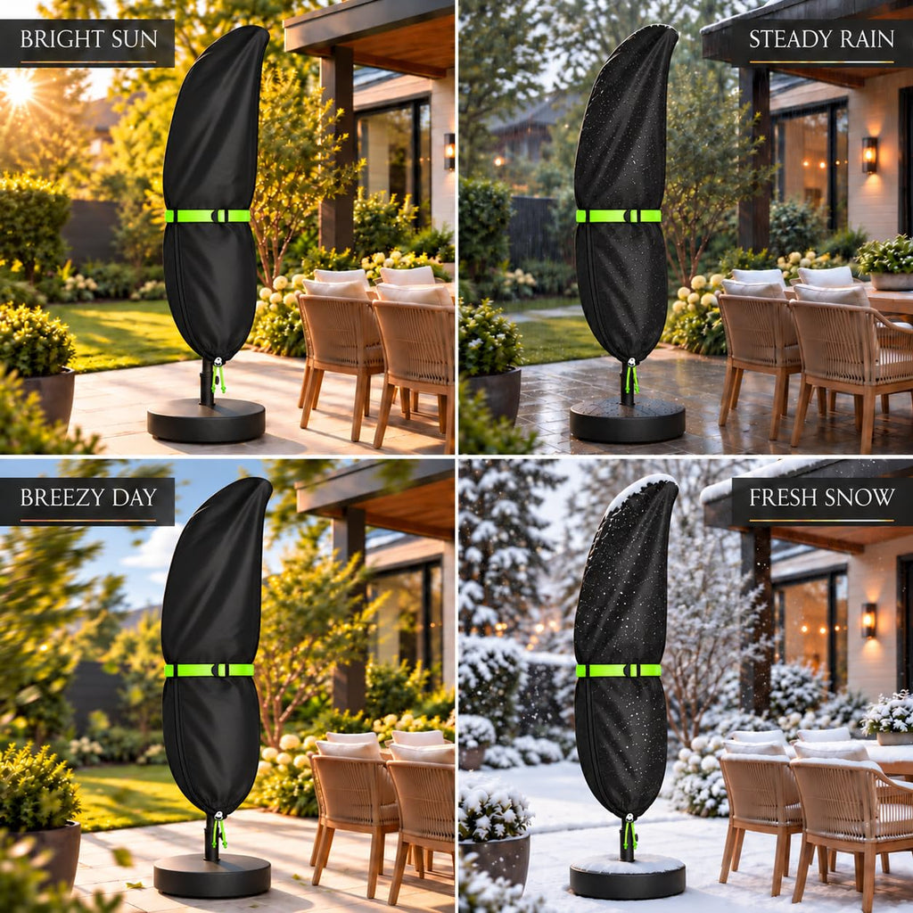 Cantilever Patio with Push Rod - Waterproof Patio Parasol Covers with Zipper for 9ft to 13ft Offset Outdoor Umbrellas