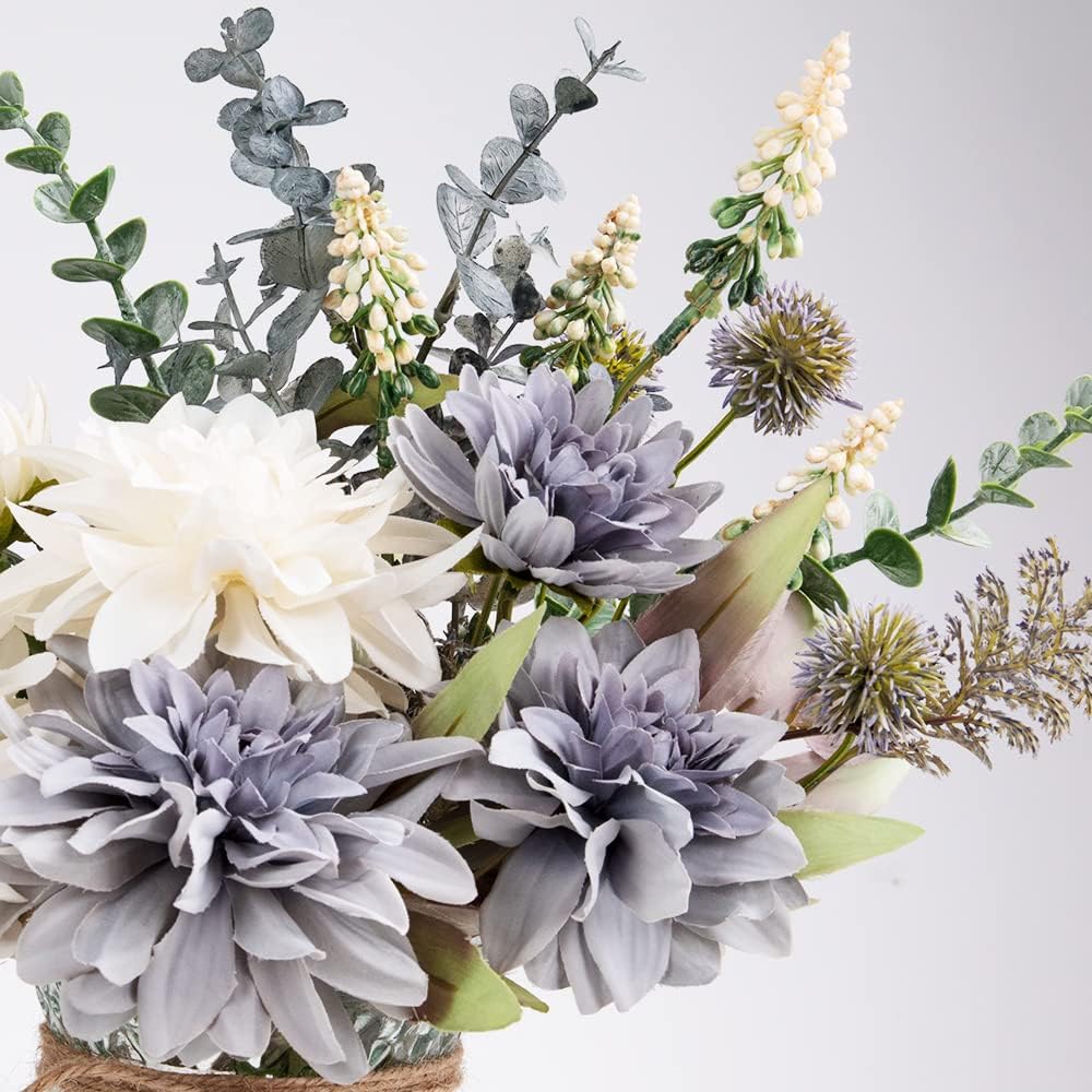 Artificial Dahlia Flowers with Vase, 14.9'' (Dahlia)