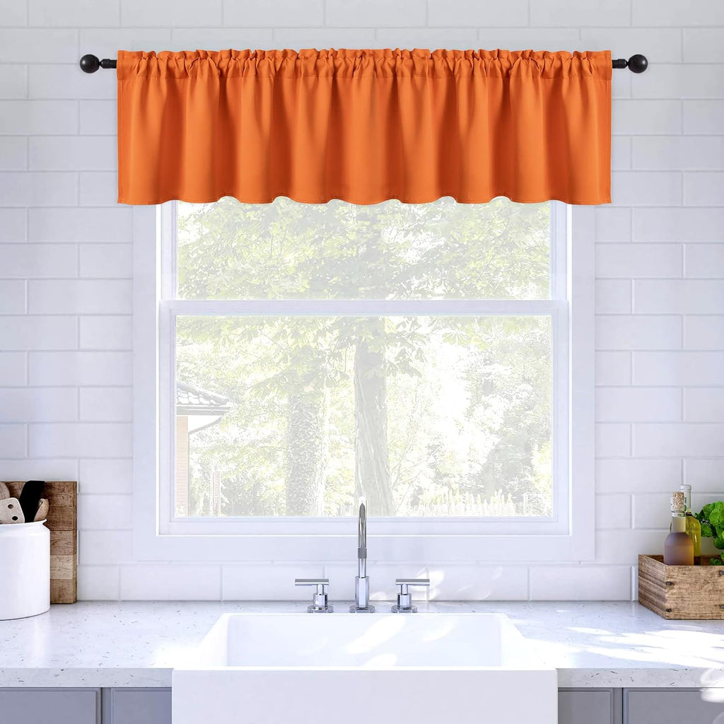 Fall Window Valance for Bedroom Living Room Kitchen Bathroom Energy Efficient Rod Pocket Curtain Valance 18 Inch