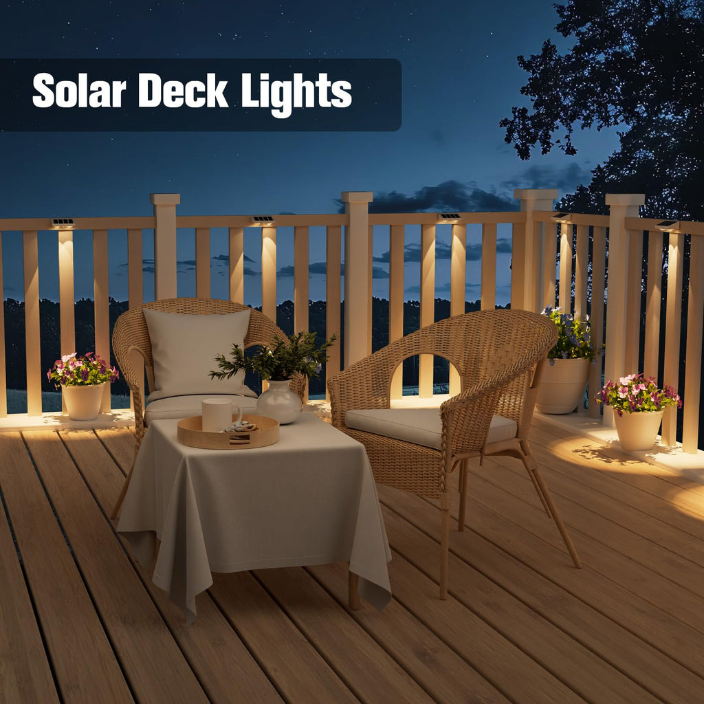 Solar Fence Lights, 16 Pack Solars Deck Light, Warm White Color, Outdoor Bulb Waterproof Led IP65, Power Patio Lamp with