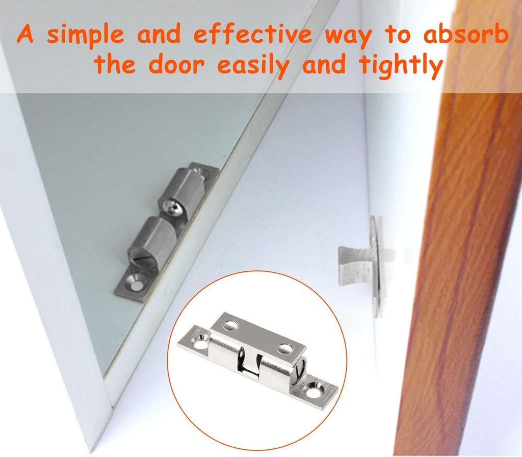 12Pcs 2"/ 50mm Double Ball Tension Roller Catch Latch, Solid Brass Hardware Fitting with Screws & Furniture Door