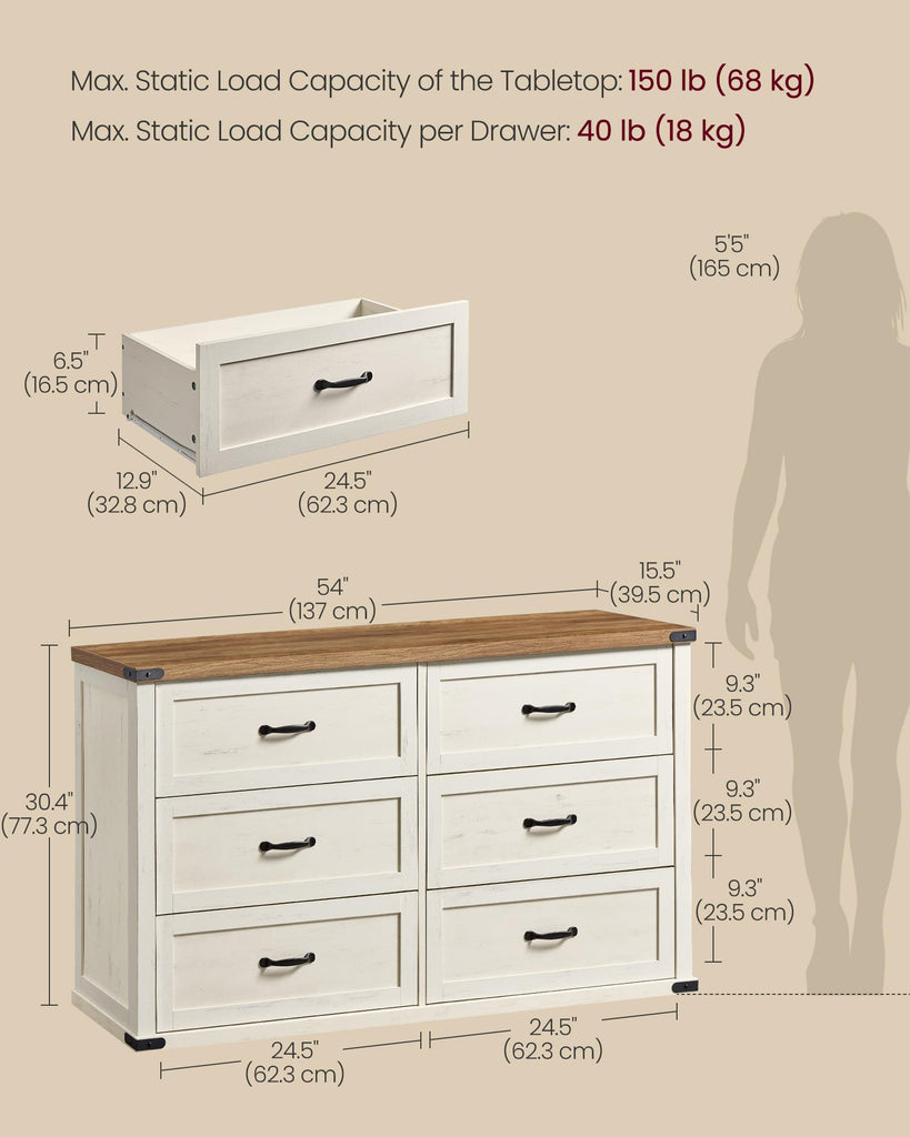 Modern 6-Drawer, Clothes Storage Cabinet