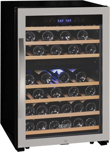 22" Wide Cascina Series 47 Bottle Dual Zone Stainless Steel Wine Refrigerator KW