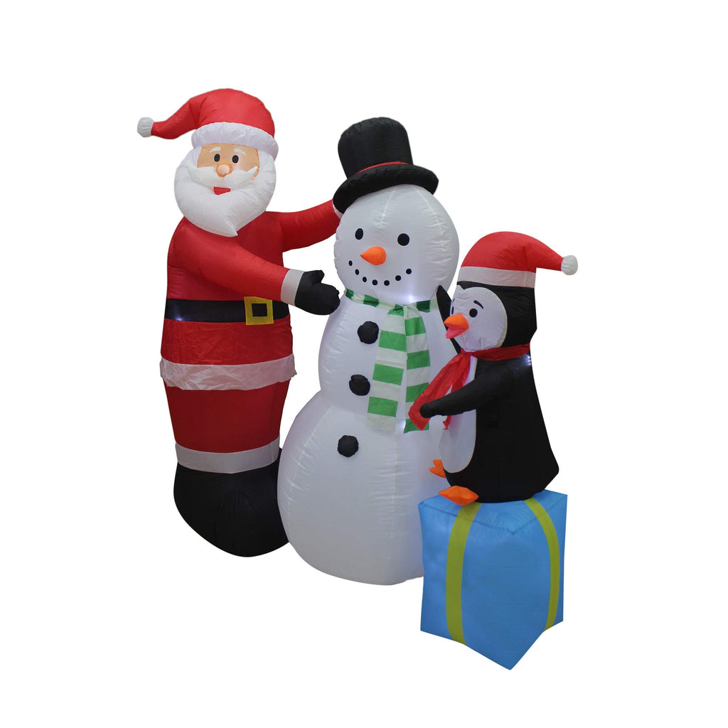 Santa, Snowman, Penguin Inflatable, LED Lights, 6-Ft