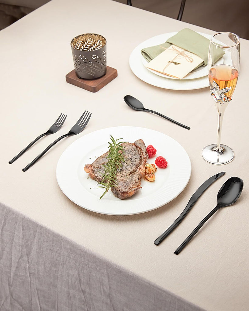20-Piece Black Silverware Set for 4,Modern 18/10 Stainless Steel Flatware Set,Luxury Cutlery Set,Unique Utensils Set