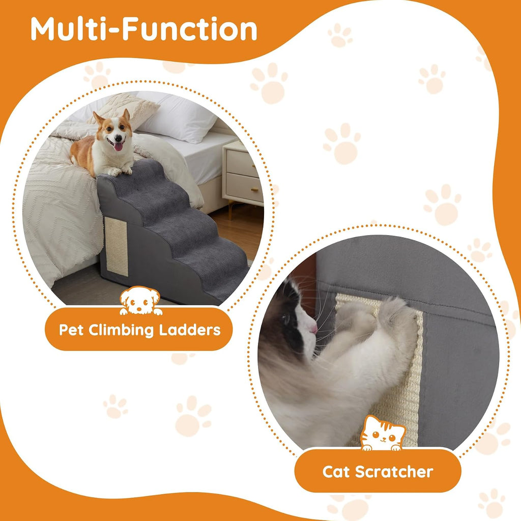 Dog Stairs for Small Dogs 11.8" H, Dog Ramp for Bed, 2-Step, Grey