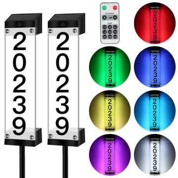 Solar House Numbers for Outside, Address Signs for Yard with Stake