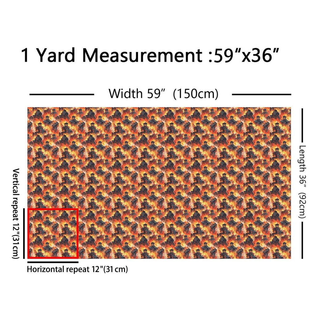 Flaming Fire Fabric by The Yard, Cool Burning Flames Soft Polyester Fabric, Fashion Style No Stretch Fabrics Sewing