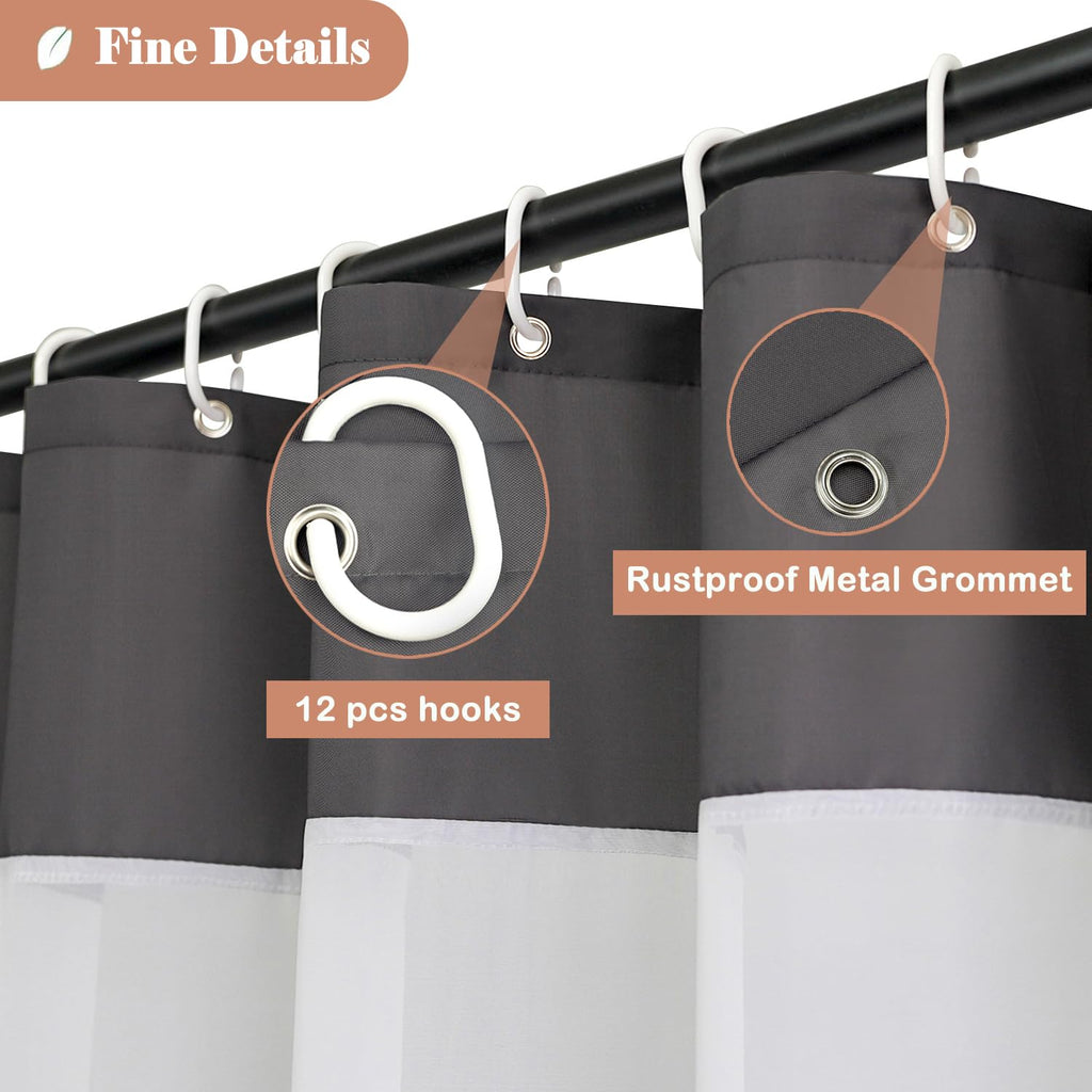 72 by 72 Inches Shower Curtain Dark Grey and White Color, Fashion Shower Curtain Liner