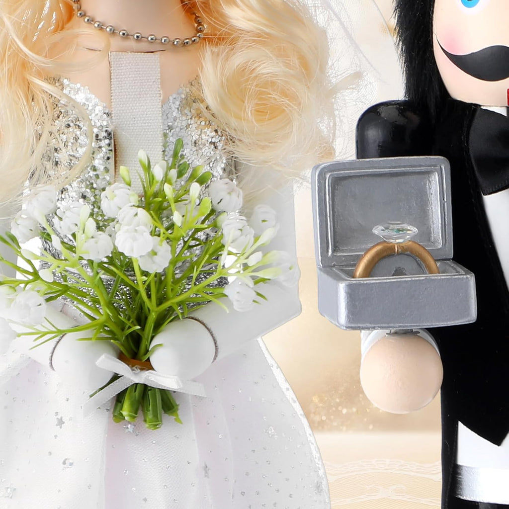 15'' Bride and Groom Nutcracker Set Wedding Couple Figurines Table Decor