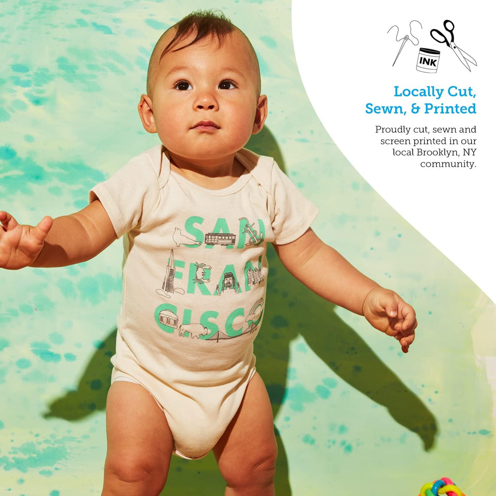 Organic Cotton Baby Bodysuit - Map Style