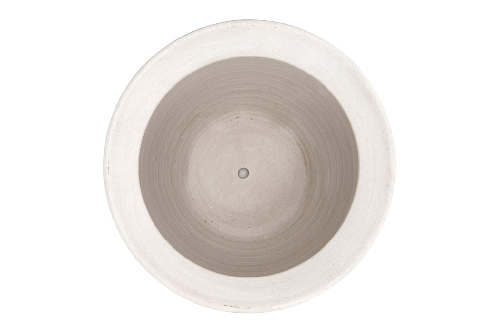 Large Matte White Embossed Stoneware Planter