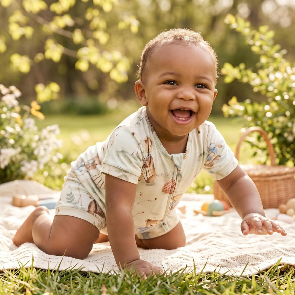 Organic Cotton Baby Romper for Boys & Girls, Short Sleeve Fairy Tale Jumpsuit, Soft & Breathable Summer Outfit