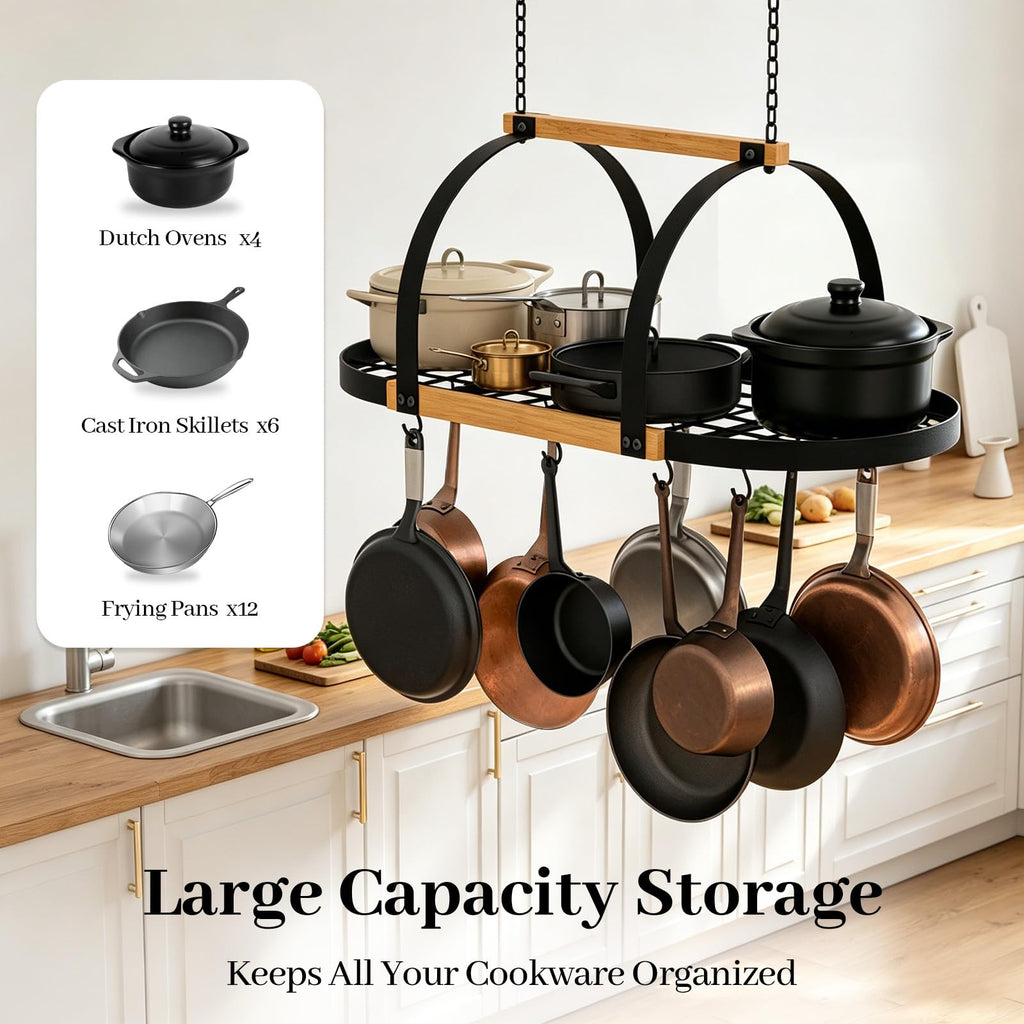 Heavy Duty Hanging Pot Rack, Ceiling Mount, 130 lb Capacity